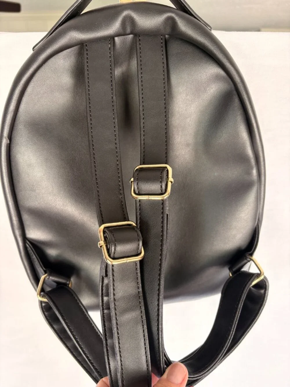 Liz Claiborne Black Quilted Mini Backpack Gold Hardware